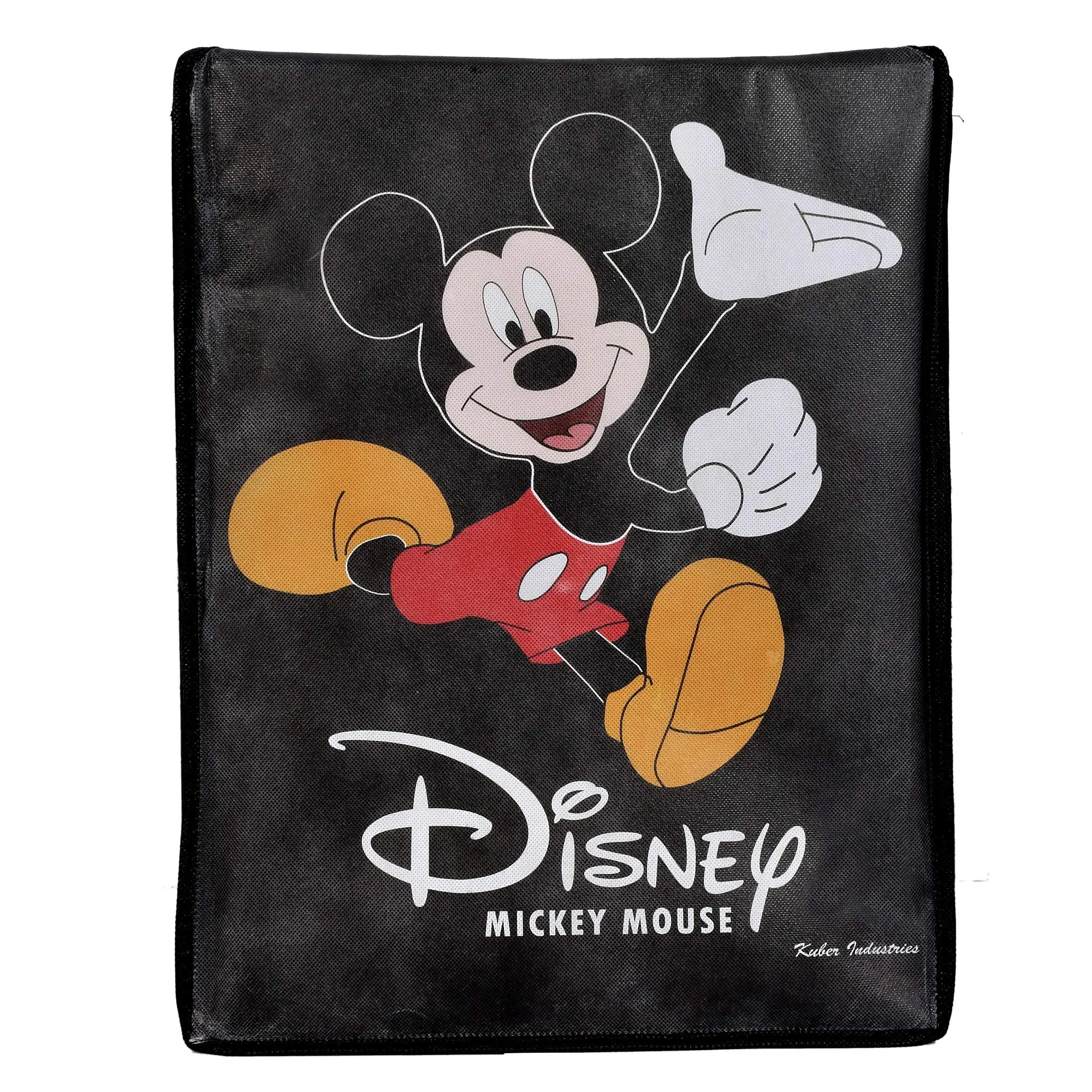 Kuber Industries Disney Tram Mickey Mouse Print Non Woven Fabric Foldable Cloth Storage Wardrobe Organiser Box with Lid, (Extra Large, Black & Royal Blue, 2 Pieces)-KUBMART1733