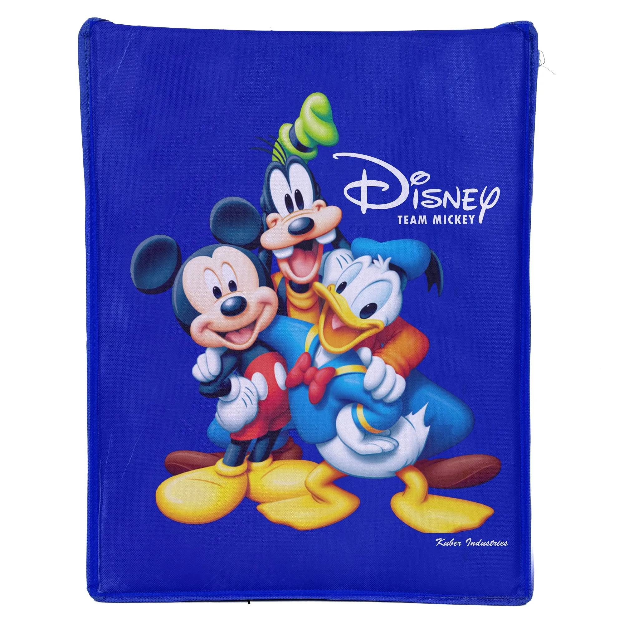 Kuber Industries Disney Tram Mickey Mouse Print Non Woven Fabric Foldable Cloth Storage Wardrobe Organiser Box with Lid, (Extra Large, Black & Royal Blue, 2 Pieces)-KUBMART1733