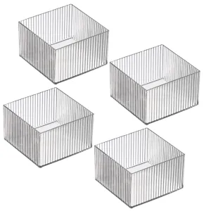 Kuber Industries Sqaure Cutlery/Cosmatic/Desk Organizer|Basket For Storage, Books, Toys-Pack of 4 (Transparent)