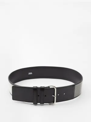 Leather metal mesh belt
