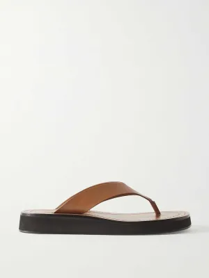 Leather platform flip flops