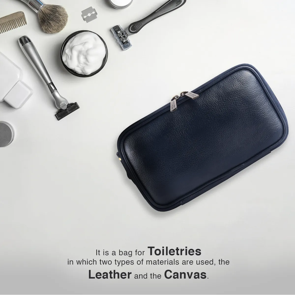 Leather Toiletry Travel Kit For Men and Women - Travel Organizer With Multiple Compartments