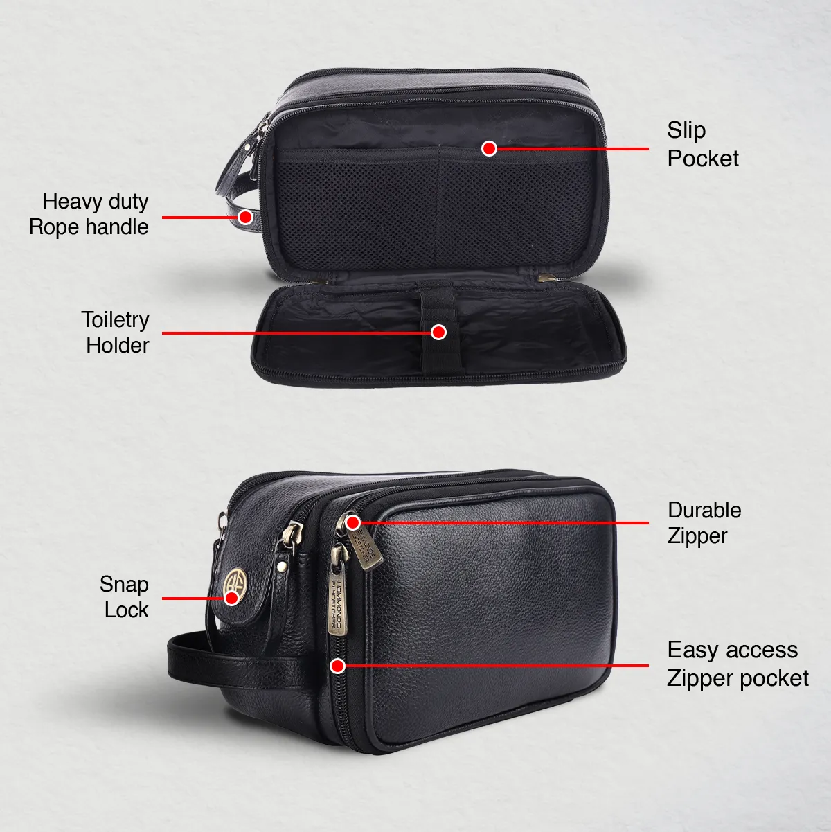 Leather Toiletry Travel Kit For Men and Women - Travel Organizer With Multiple Compartments