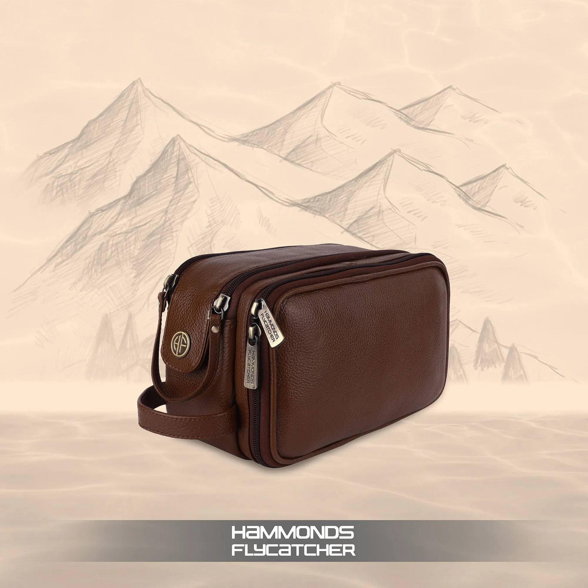 Leather Toiletry Travel Kit For Men and Women - Travel Organizer With Multiple Compartments