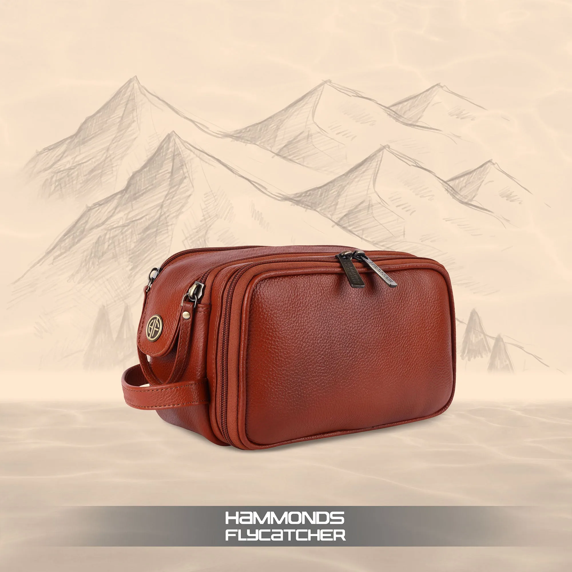 Leather Toiletry Travel Kit For Men and Women - Travel Organizer With Multiple Compartments