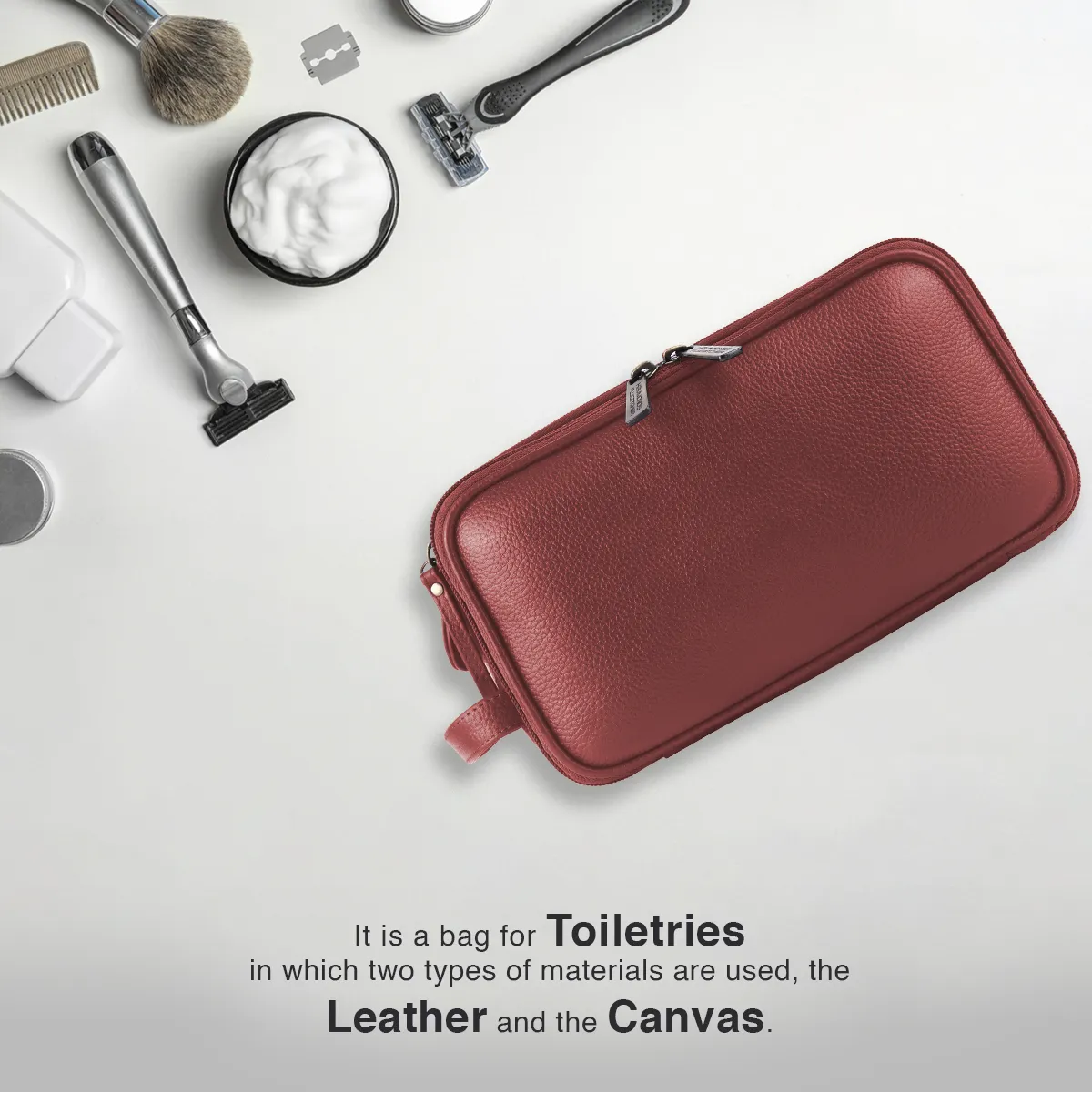 Leather Toiletry Travel Kit For Men and Women - Travel Organizer With Multiple Compartments