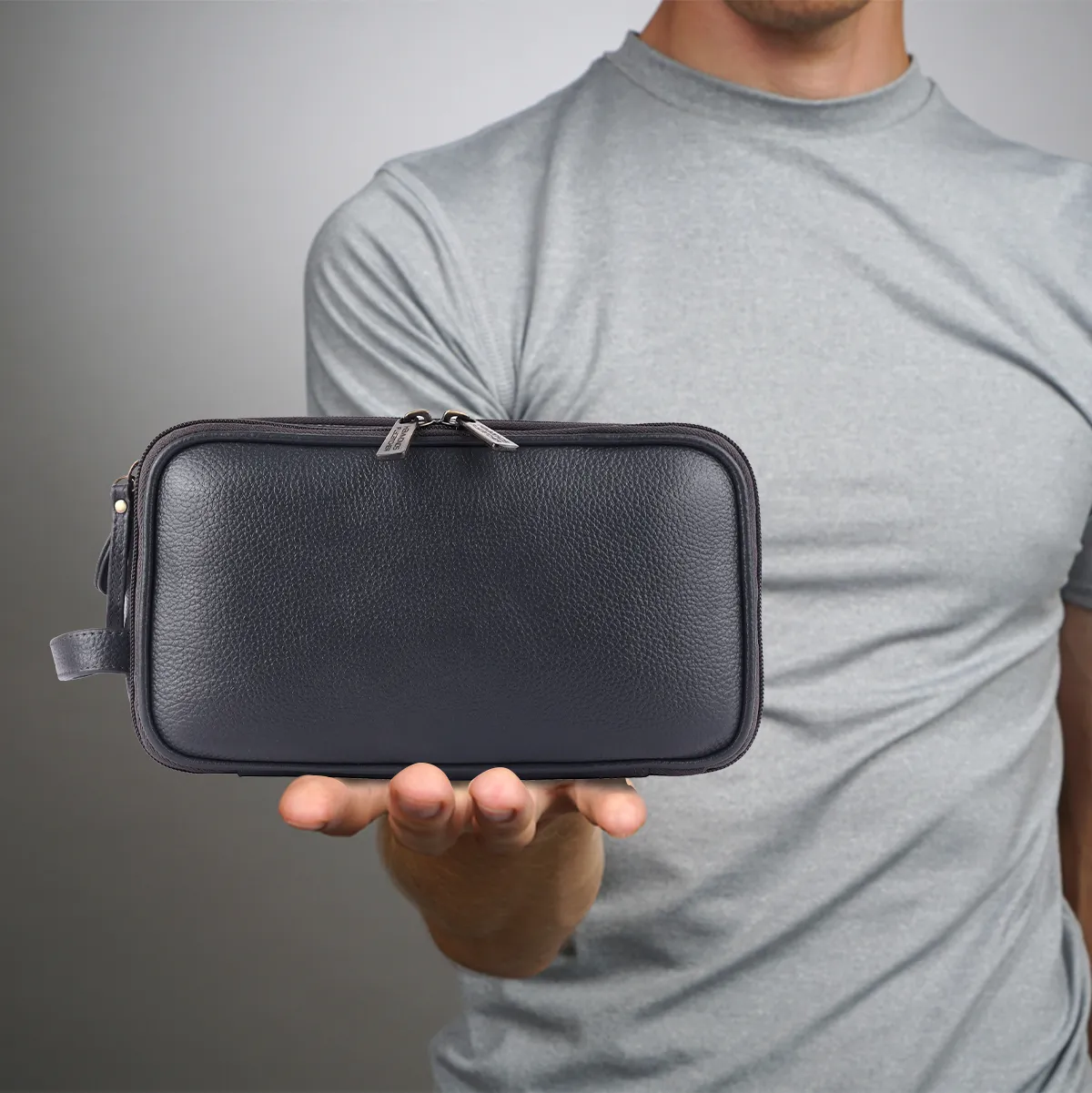 Leather Toiletry Travel Kit For Men and Women - Travel Organizer With Multiple Compartments