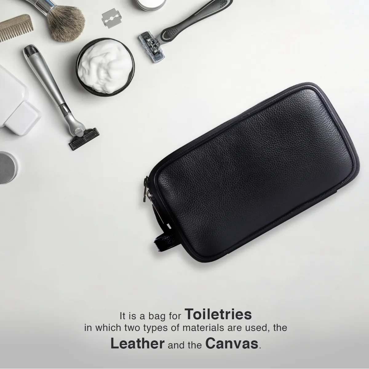 Leather Toiletry Travel Kit For Men and Women - Travel Organizer With Multiple Compartments