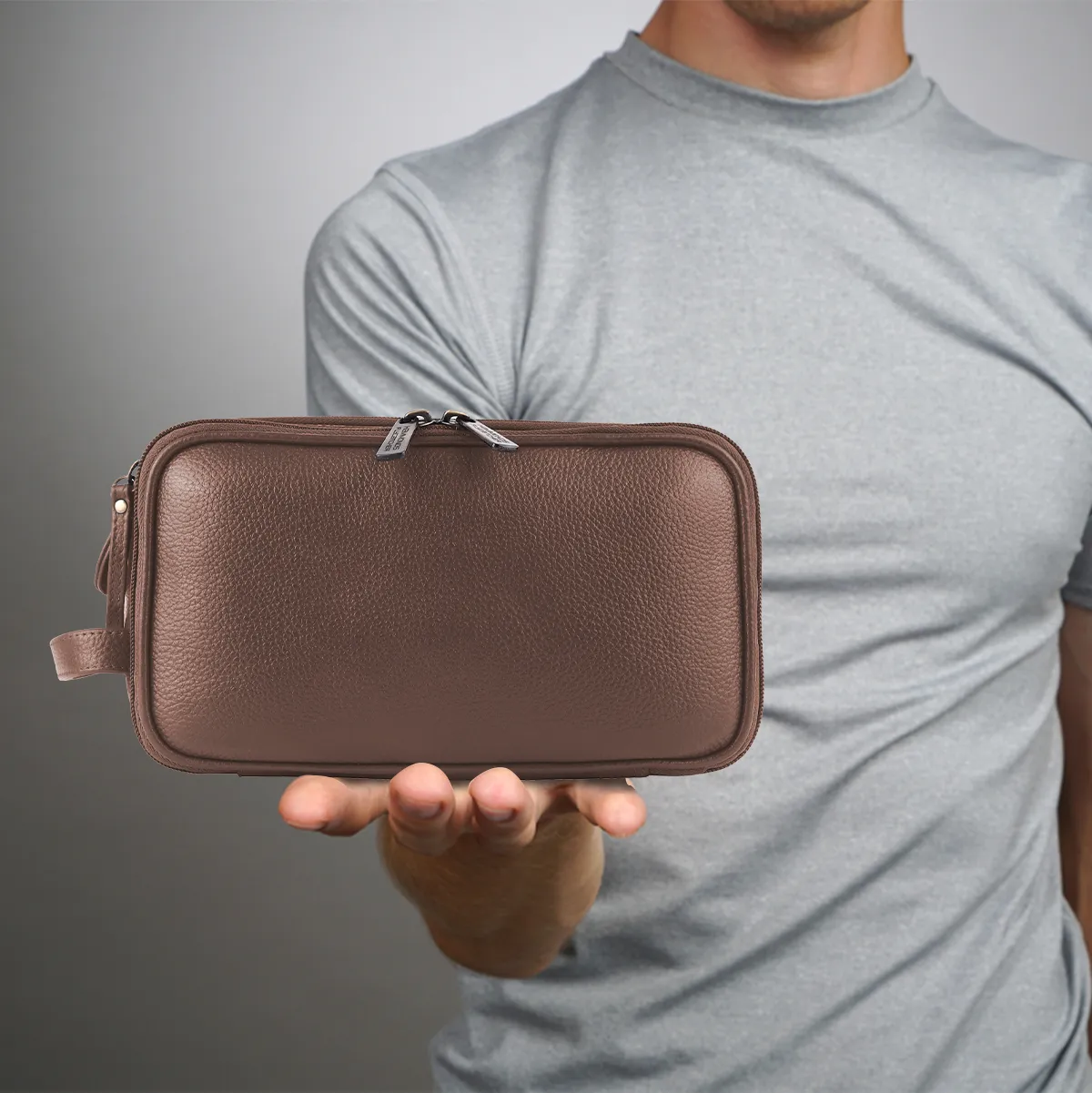 Leather Toiletry Travel Kit For Men and Women - Travel Organizer With Multiple Compartments