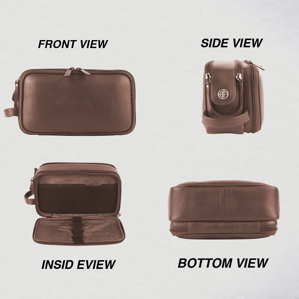 Leather Toiletry Travel Kit For Men and Women - Travel Organizer With Multiple Compartments