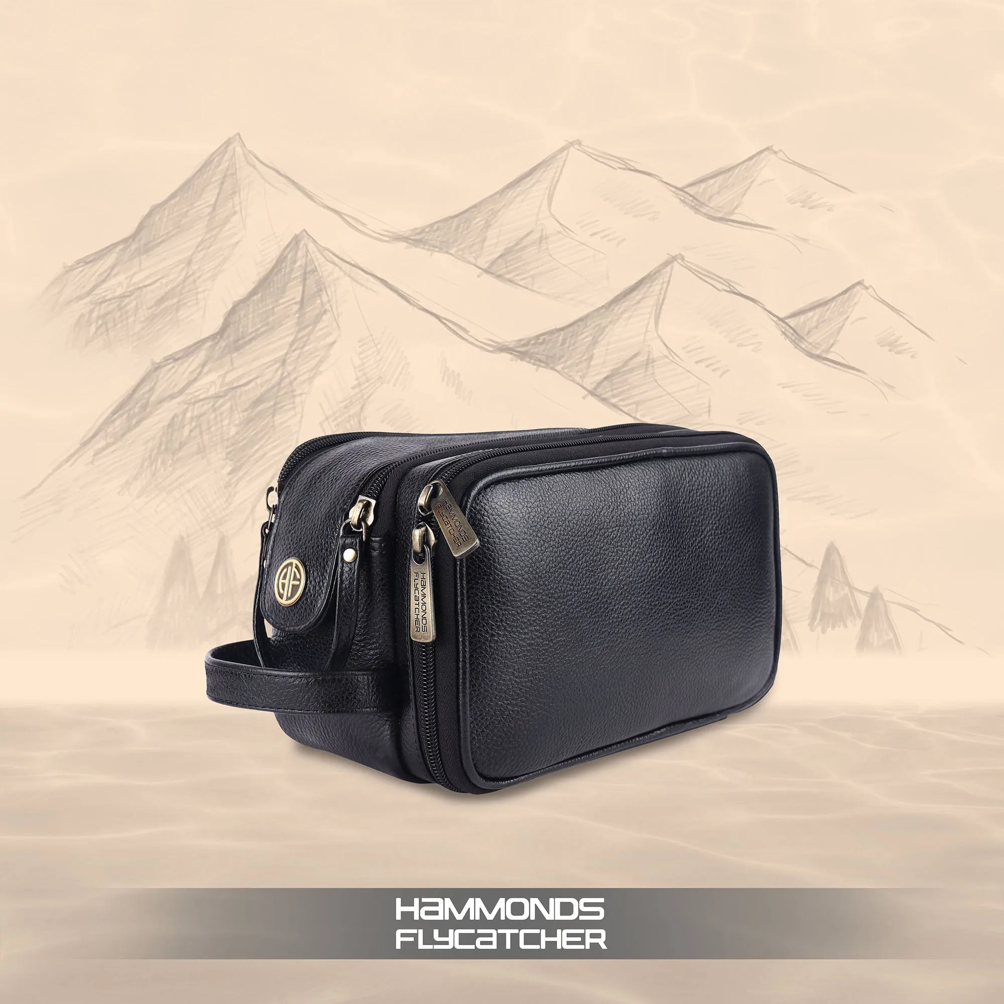 Leather Toiletry Travel Kit For Men and Women - Travel Organizer With Multiple Compartments
