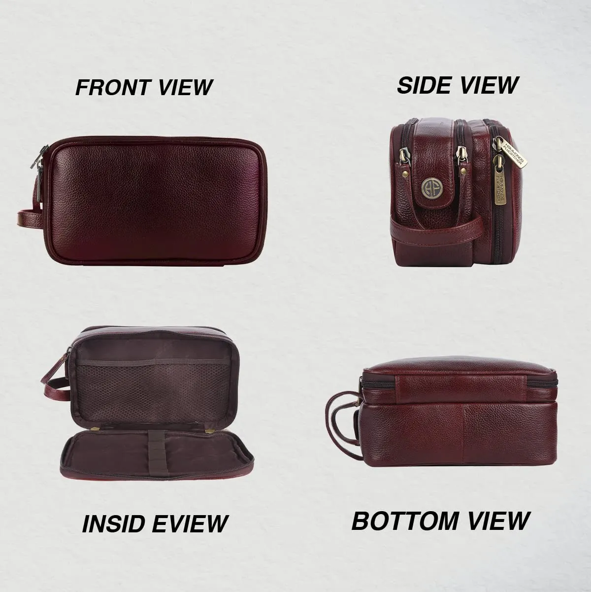 Leather Toiletry Travel Kit For Men and Women - Travel Organizer With Multiple Compartments