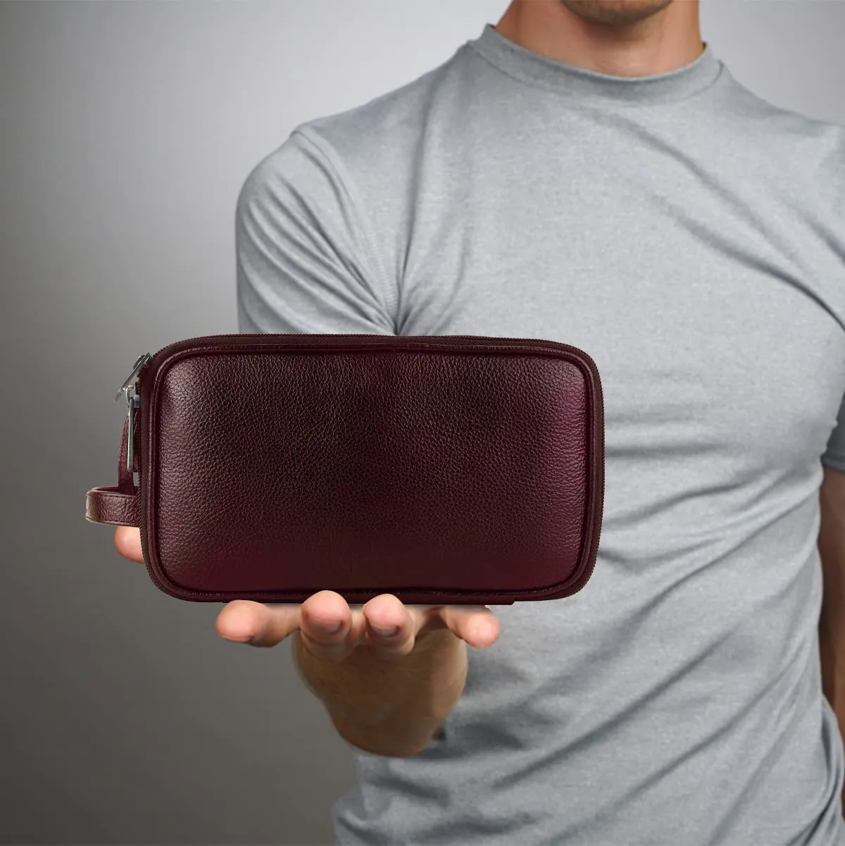 Leather Toiletry Travel Kit For Men and Women - Travel Organizer With Multiple Compartments