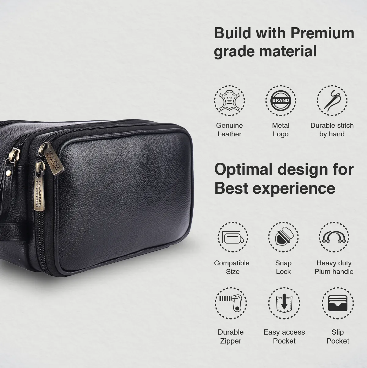 Leather Toiletry Travel Kit For Men and Women - Travel Organizer With Multiple Compartments