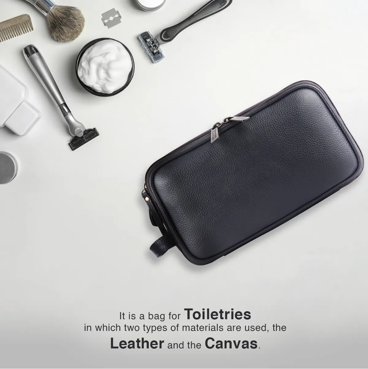 Leather Toiletry Travel Kit For Men and Women - Travel Organizer With Multiple Compartments