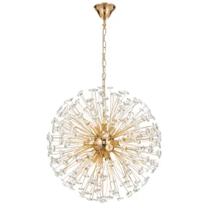 Lerida 9 Light Round Gold with Crystal Pendant