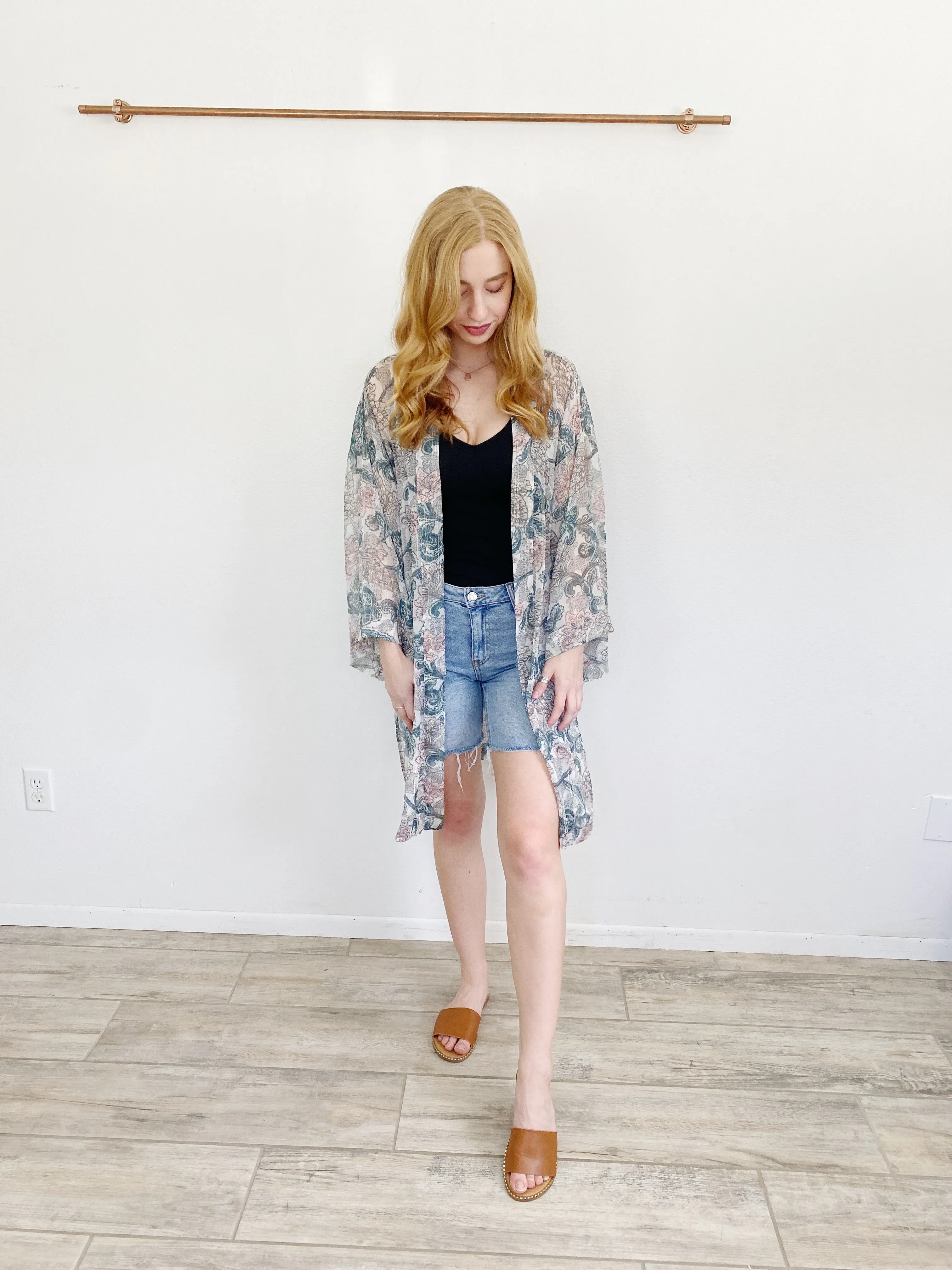 LOFT Gorgeous Teal Paisley Shimmer Kimono