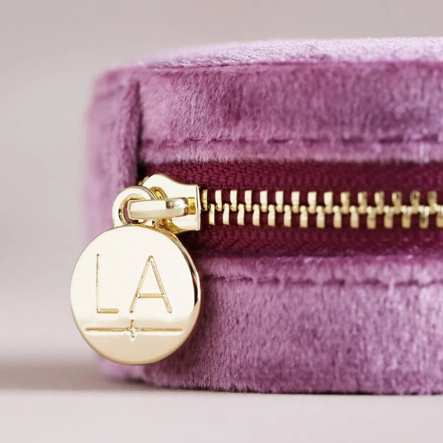 Mauve Pink Velvet Round Jewelry Box