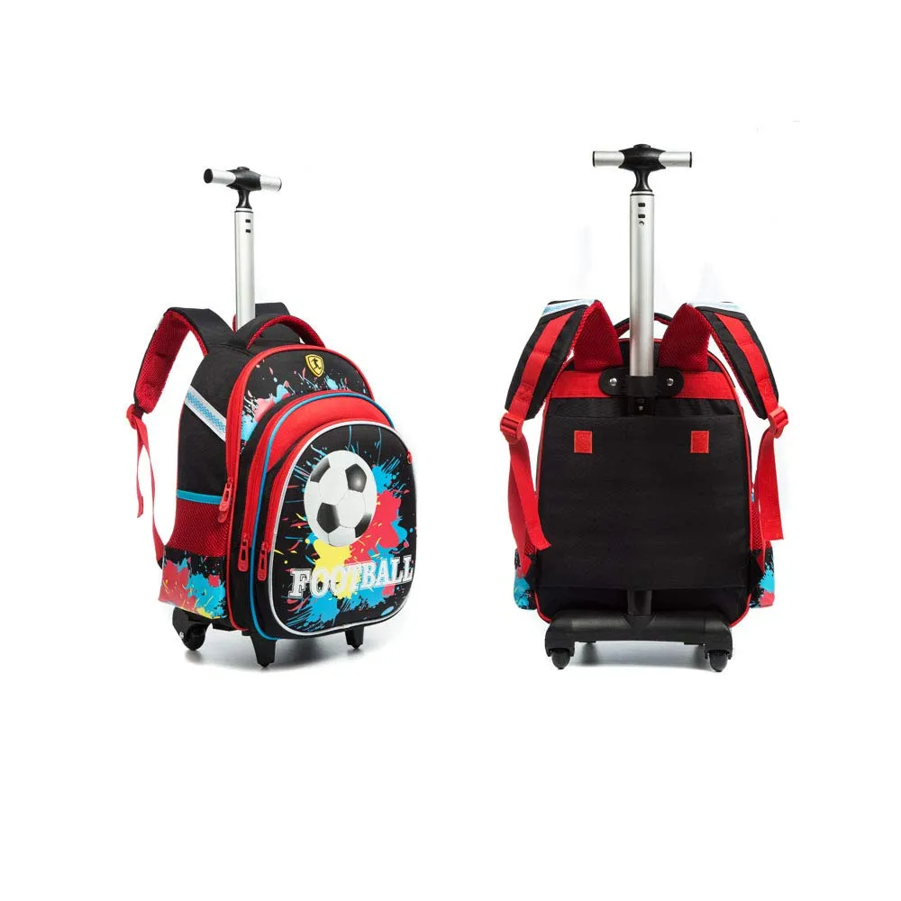 Meetbelify Girls Unicorn Rolling Backpacks Kids Backpack with Wheels for Girls School Bags with Lunch Box (Football)