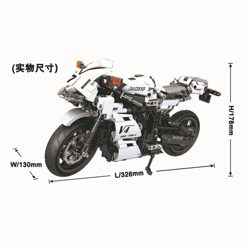 MOC Tech V4 Racing Motorcycle Bricks Toy 7047