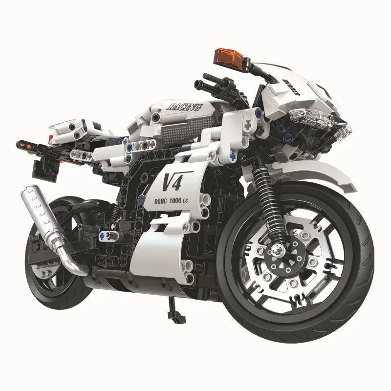 MOC Tech V4 Racing Motorcycle Bricks Toy 7047