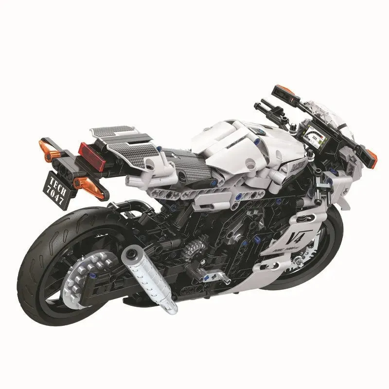 MOC Tech V4 Racing Motorcycle Bricks Toy 7047