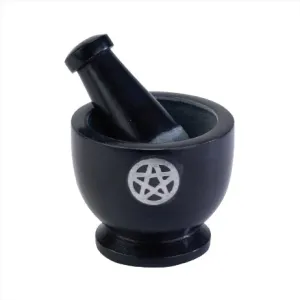 MORTAR & PESTLE - PENTACLE- BLACK MARBLE