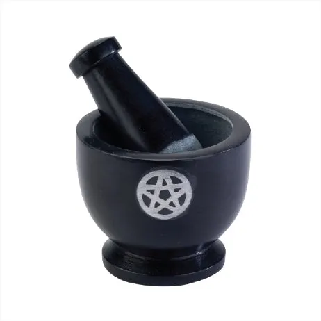 MORTAR & PESTLE - PENTACLE- BLACK MARBLE