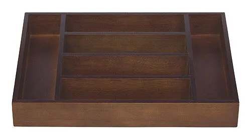 Mountain Woods Walnut Finish 6 Compartment Utensil / Silverware Organizer Tray
