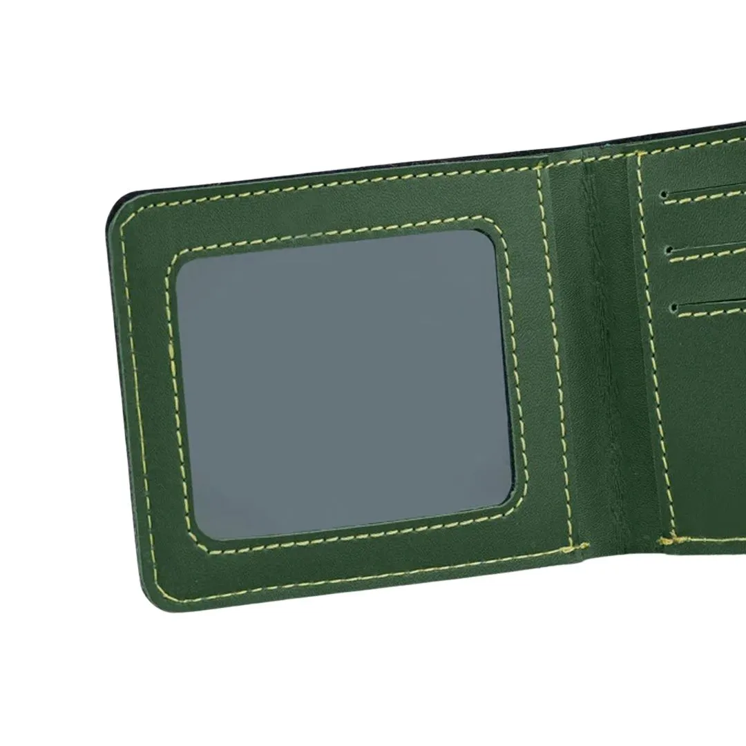 Navy Charm Personalized Vegan Leather Wallet with Name - Green