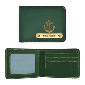 Navy Charm Personalized Vegan Leather Wallet with Name - Green