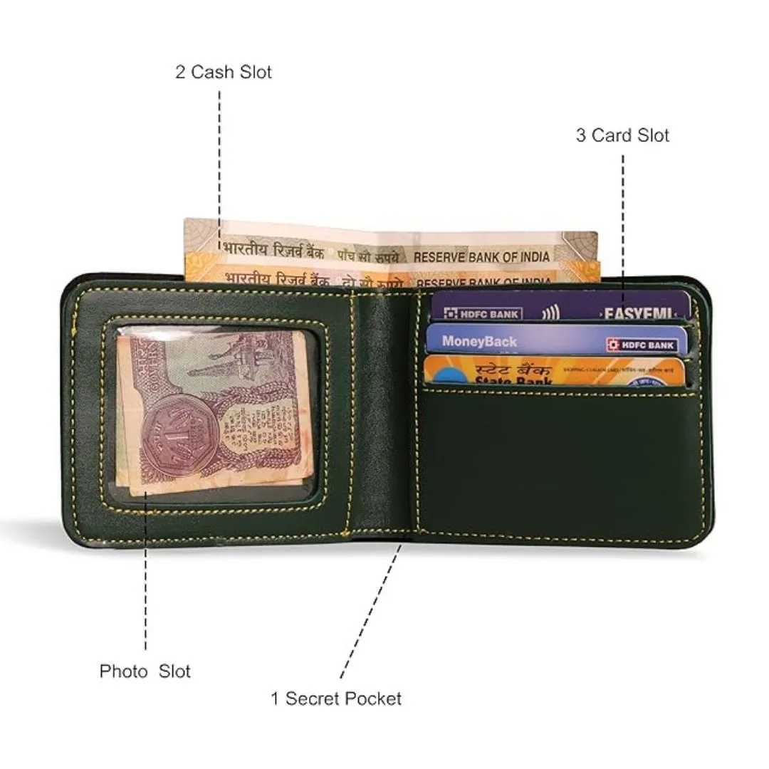 Navy Charm Personalized Vegan Leather Wallet with Name - Green