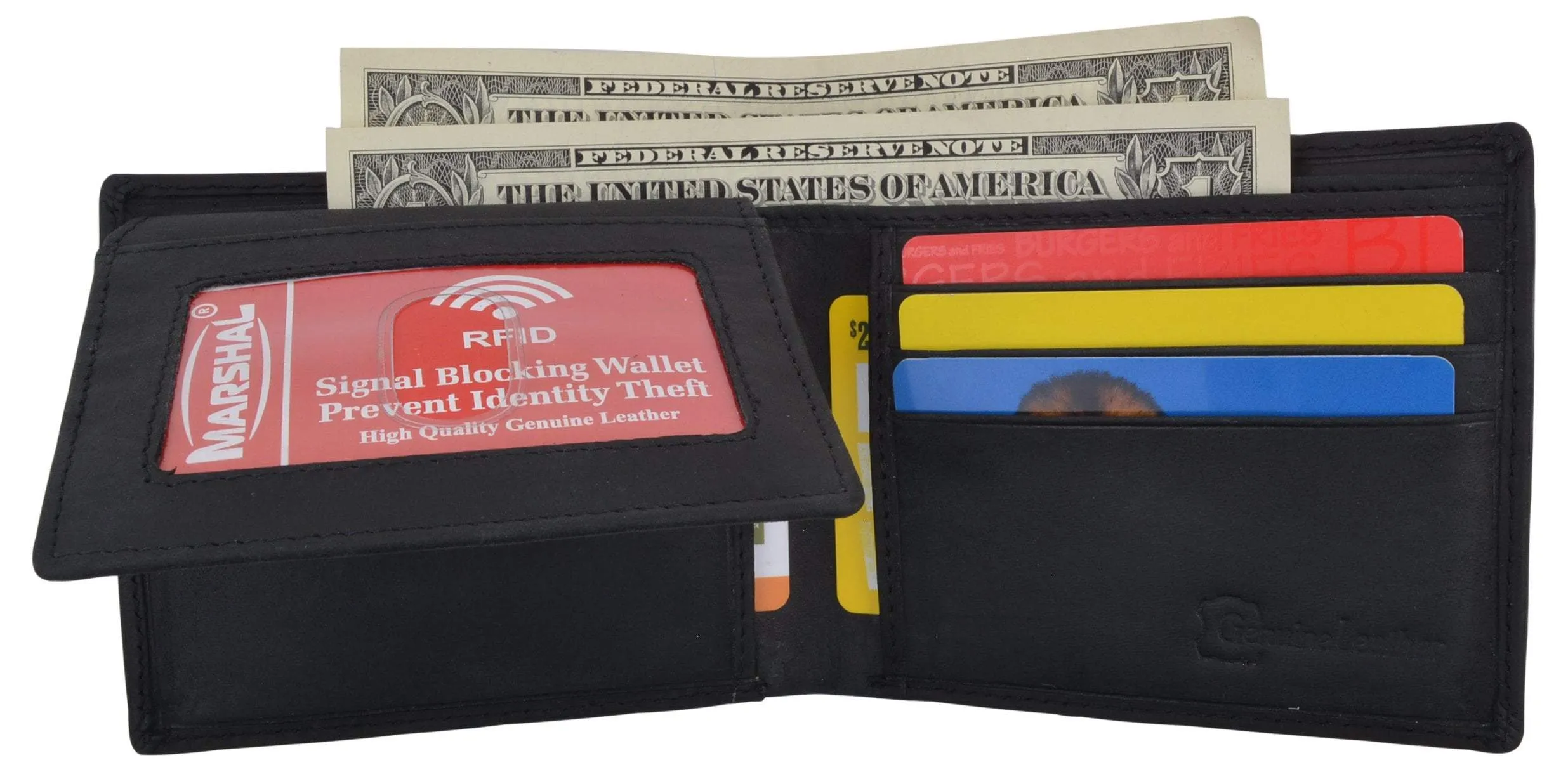 New Skull & Wings Printed Logo Mens RFID Bifold Genuine Leather Wallet