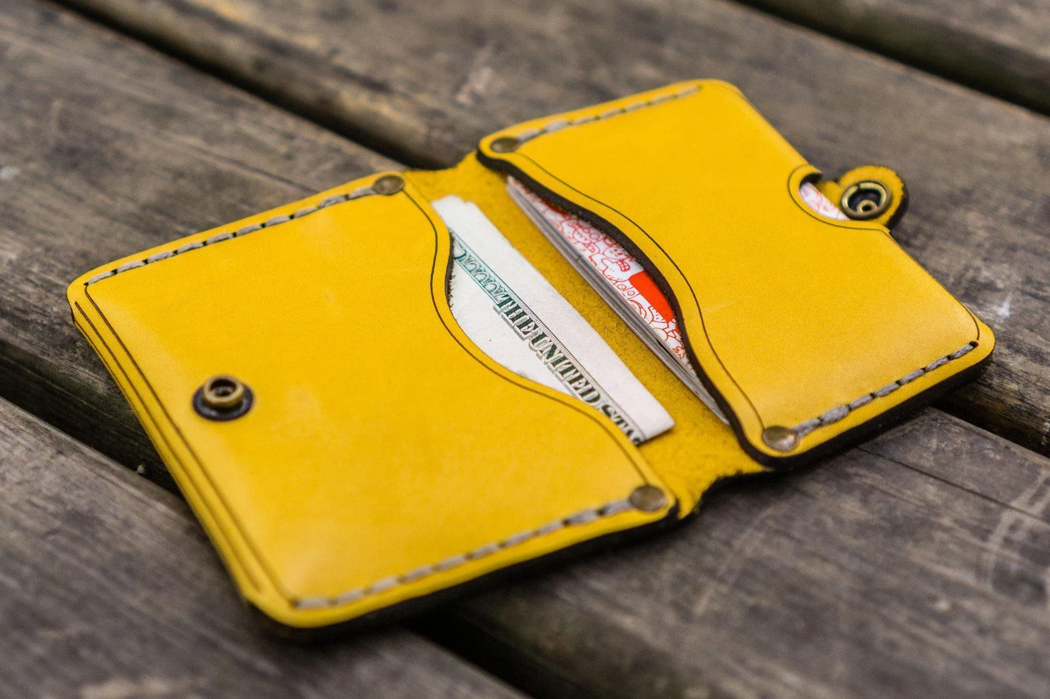 No.38 Personalized Minimalist Hanmade Leather Wallet - Yellow