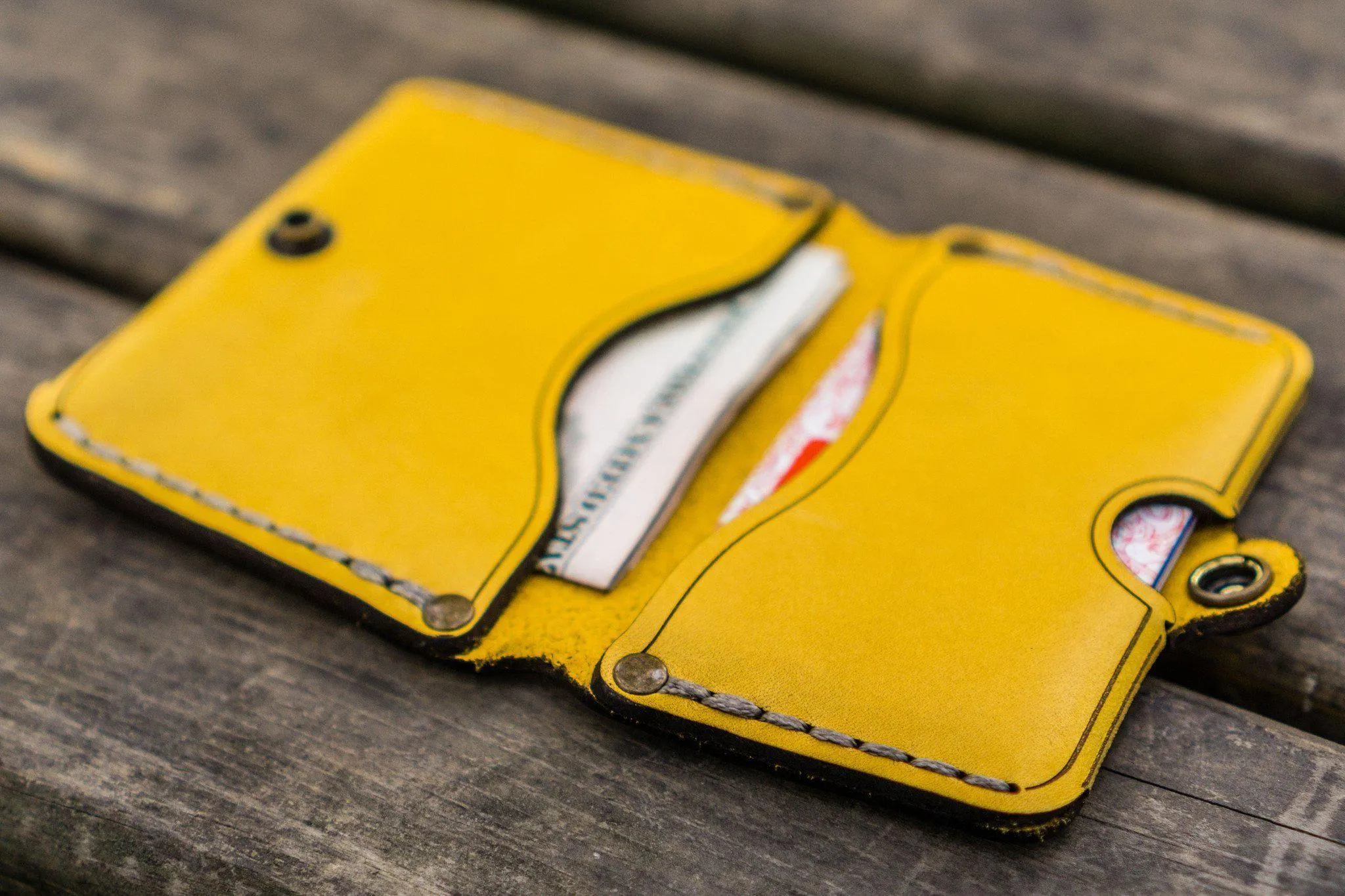 No.38 Personalized Minimalist Hanmade Leather Wallet - Yellow