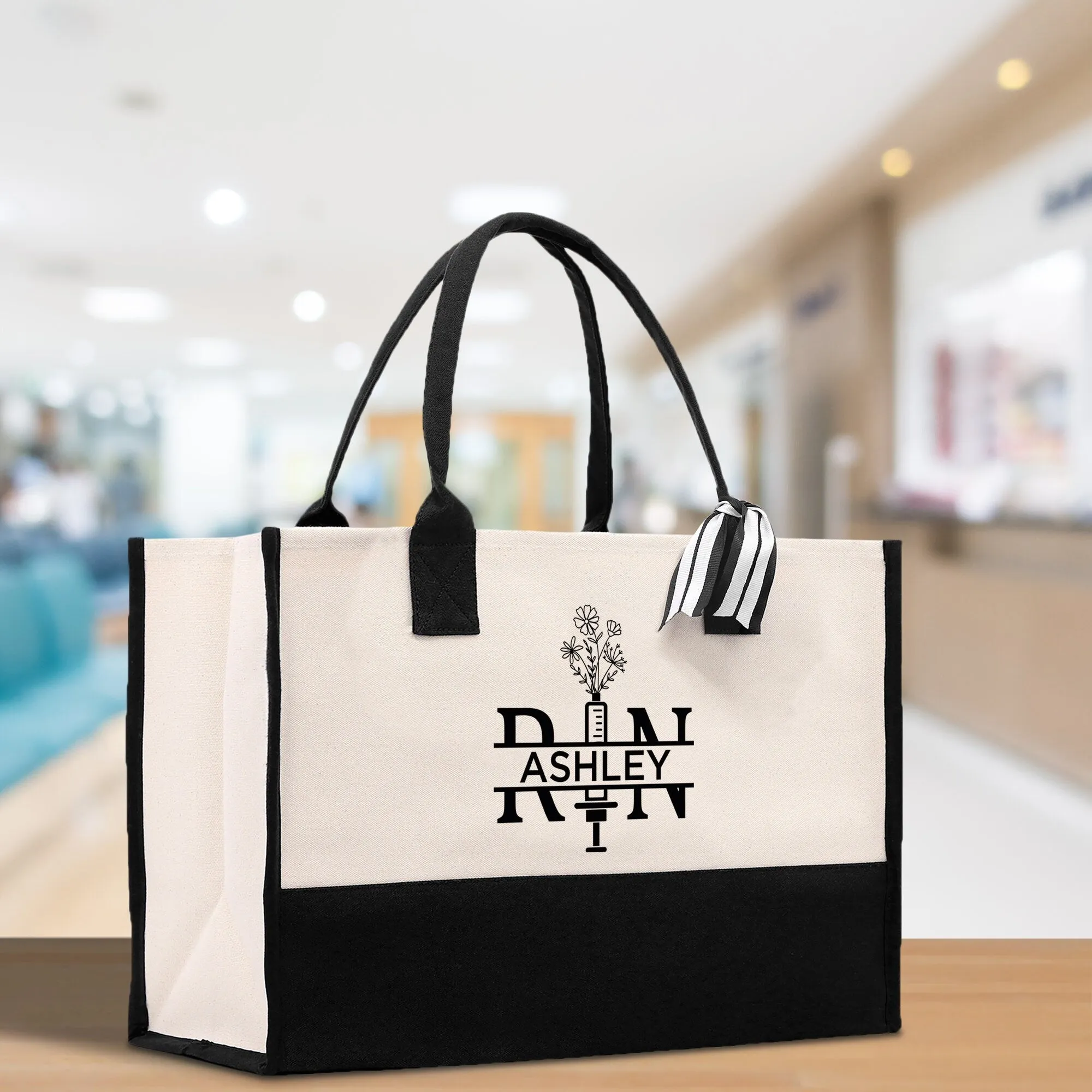 Nurse RN Tote Custom Name Personalized Cotton Canvas Tote Bag Nurse Gift Future Nurse Gift Nursing Student Graduation Gift