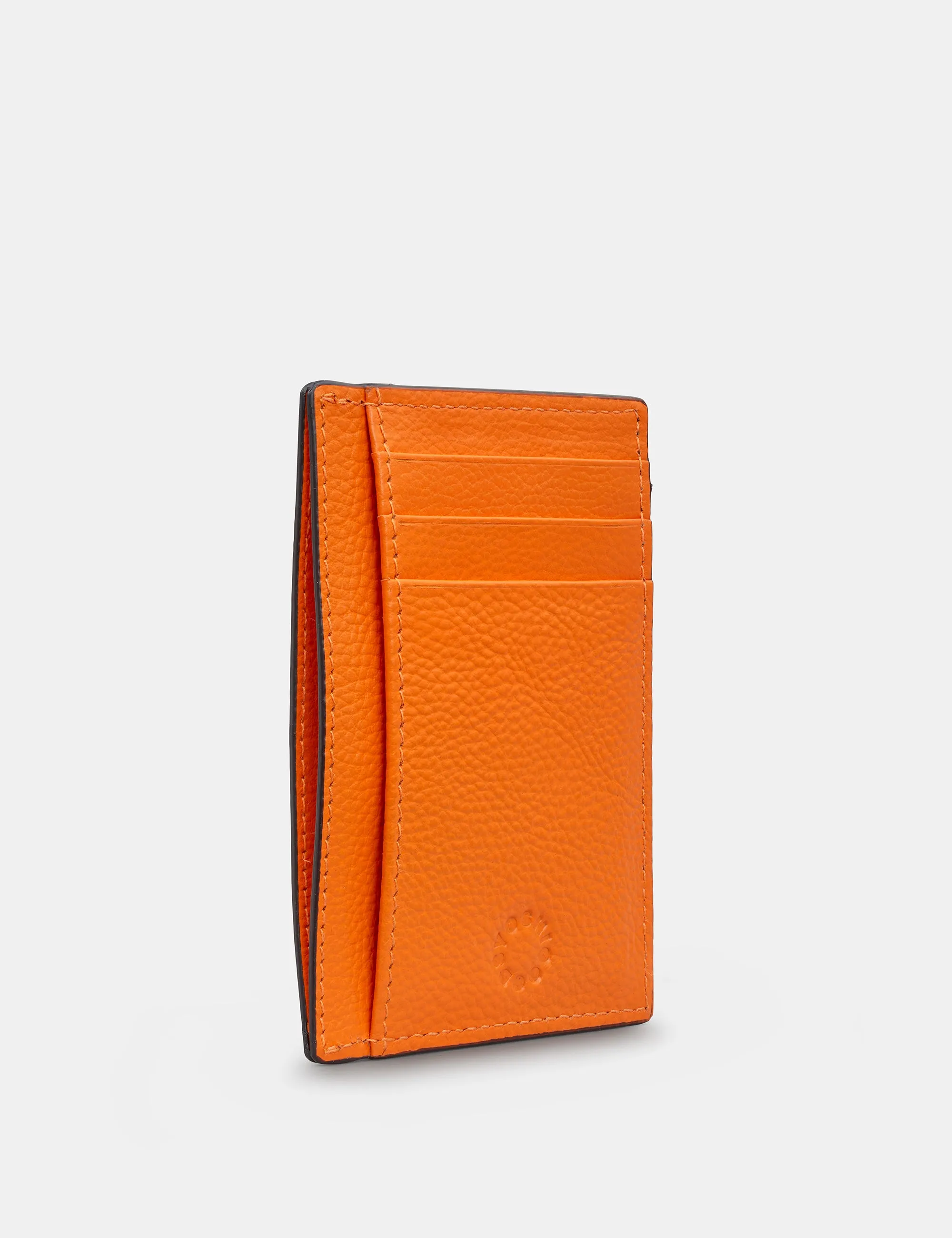 Orange Leather Card Holder With ID Window