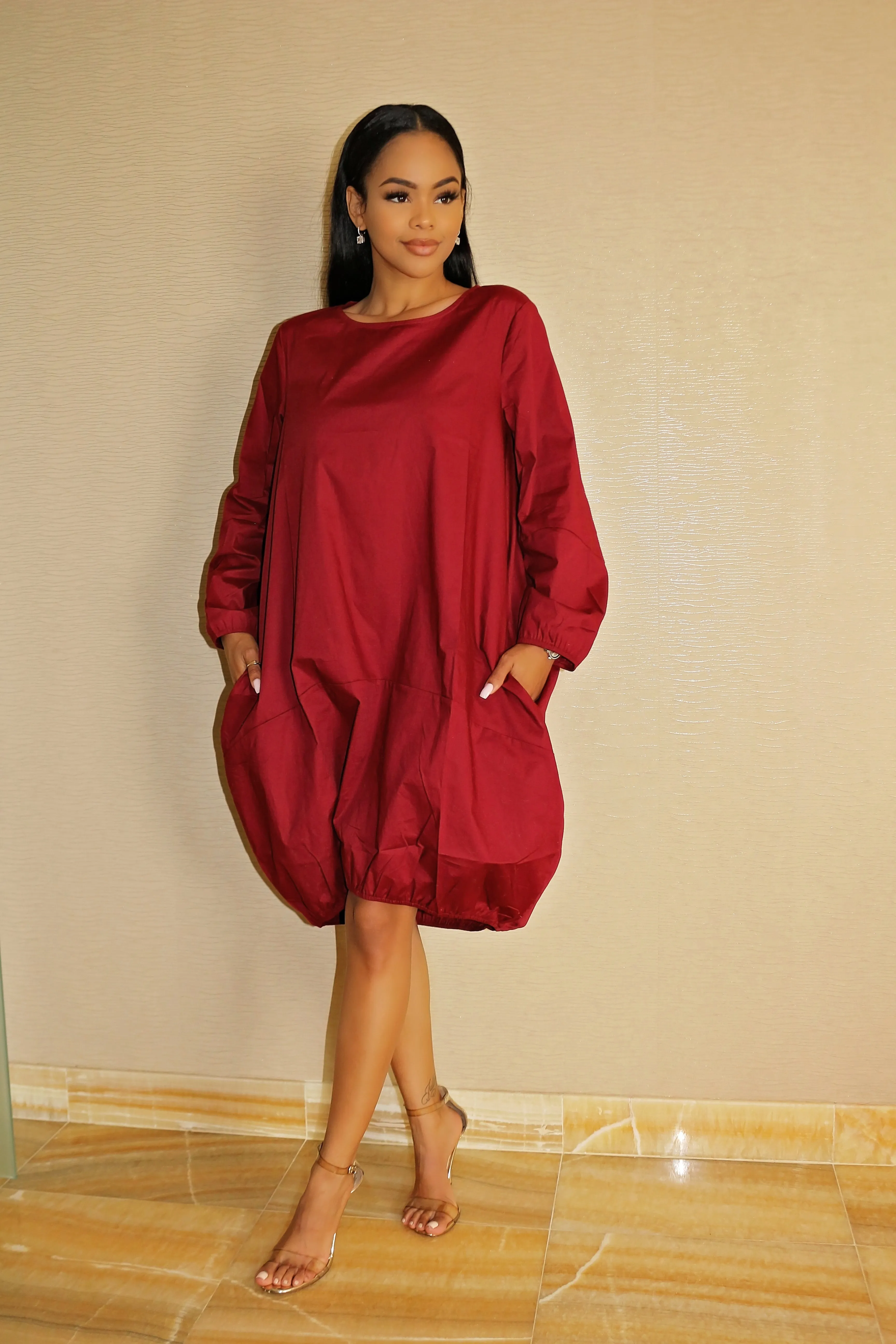Oversized Dress with Gorgeous color Burgundy