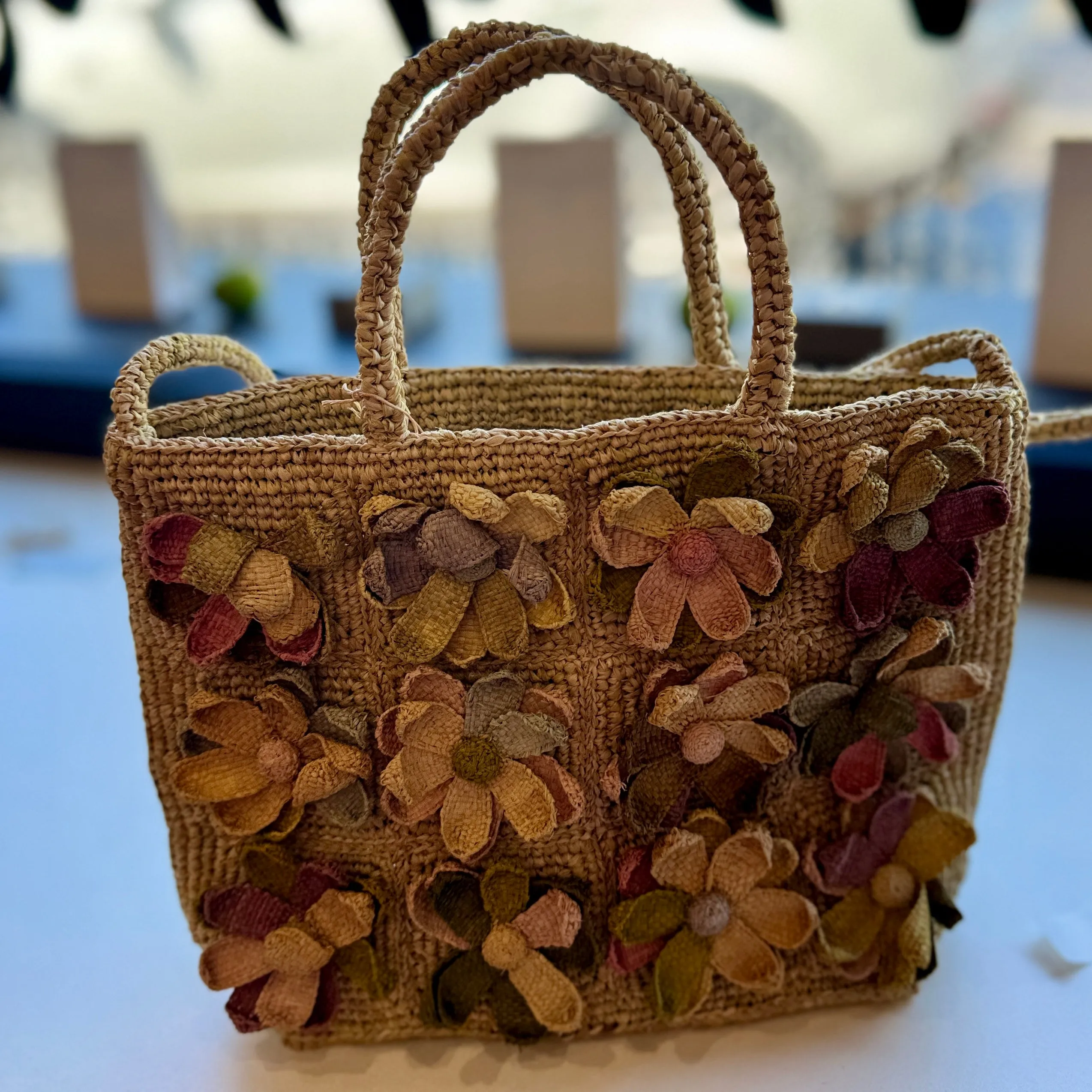 Petal power raffia tote