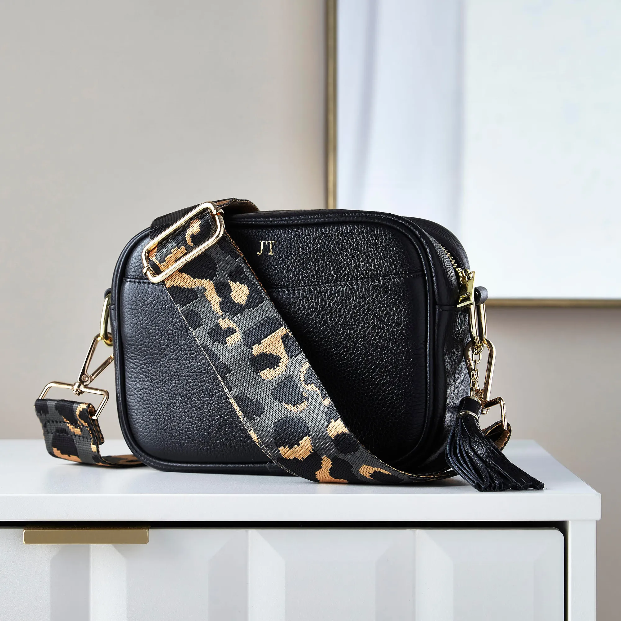 Pippa Crossover Bag with Interchangeable Strap - Jet Black