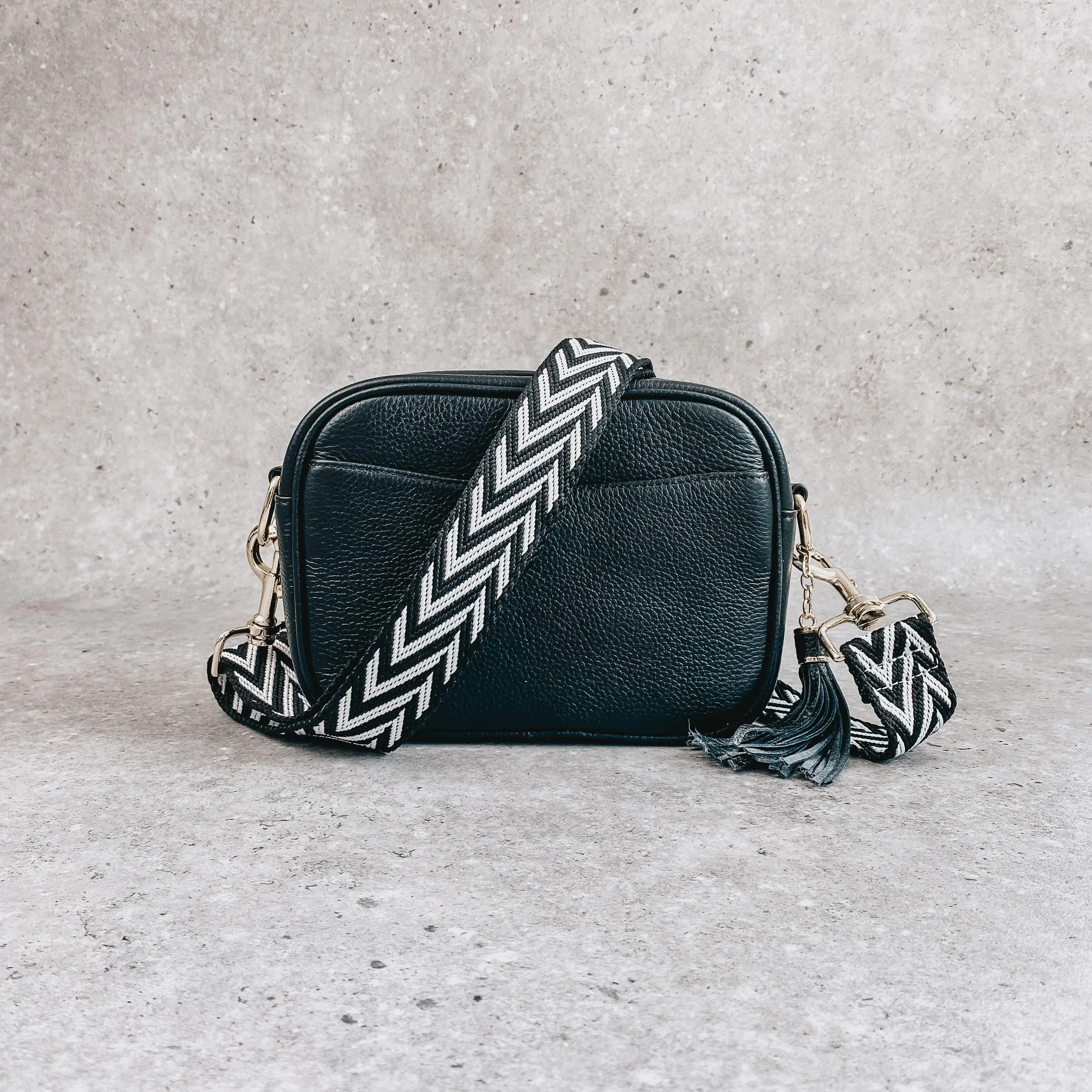 Pippa Crossover Bag with Interchangeable Strap - Jet Black