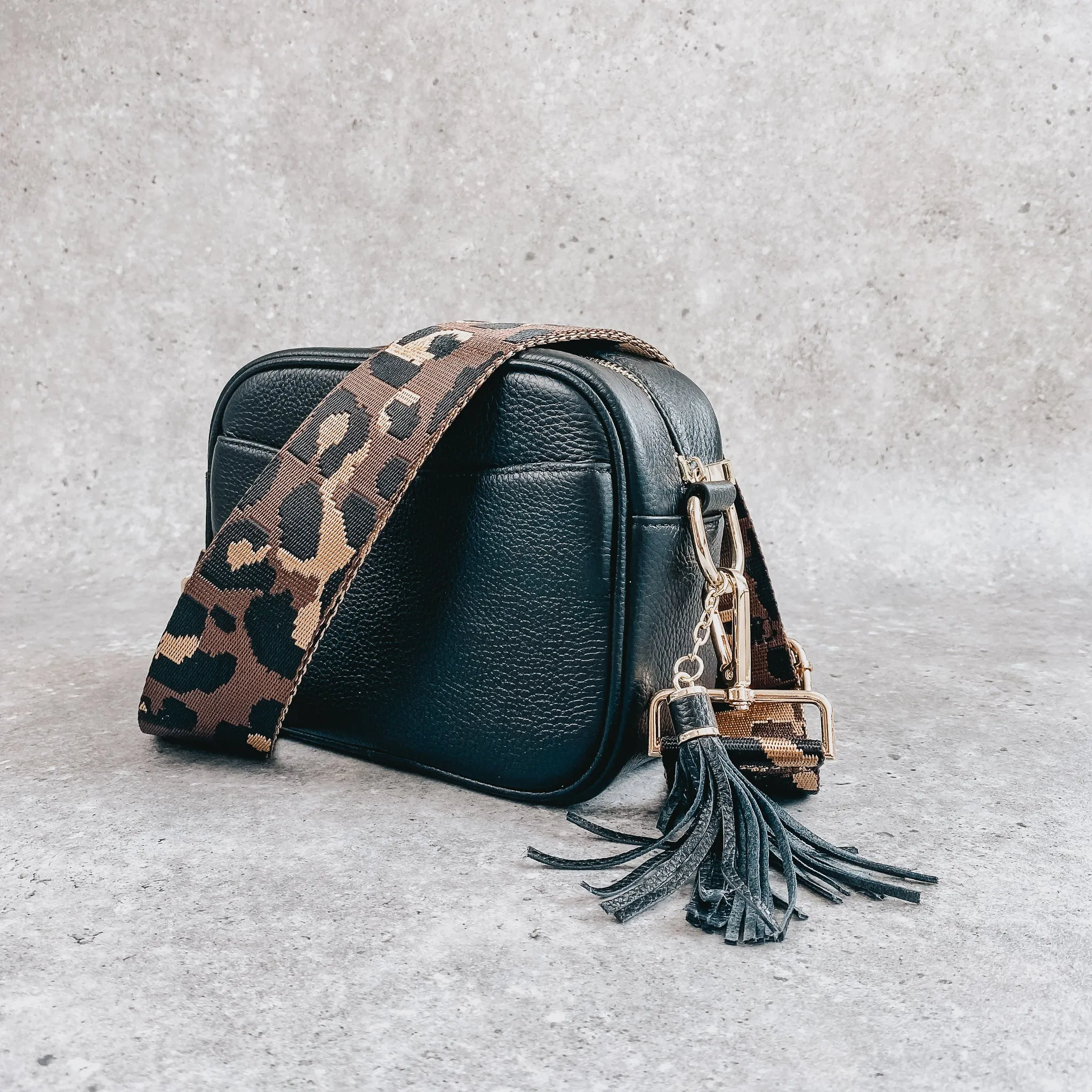 Pippa Crossover Bag with Interchangeable Strap - Jet Black