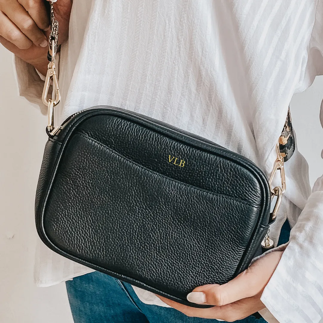 Pippa Crossover Bag with Interchangeable Strap - Jet Black