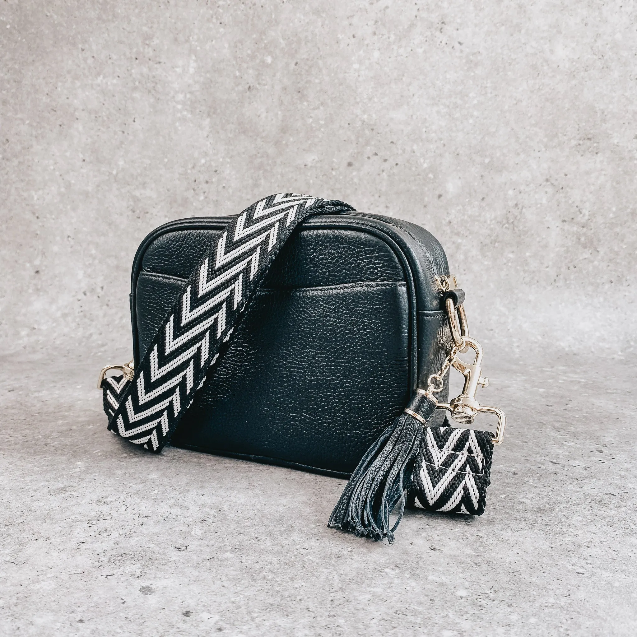 Pippa Crossover Bag with Interchangeable Strap - Jet Black
