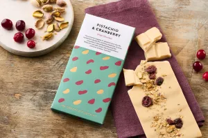 Pistachio & Cranberry White Chocolate Bar