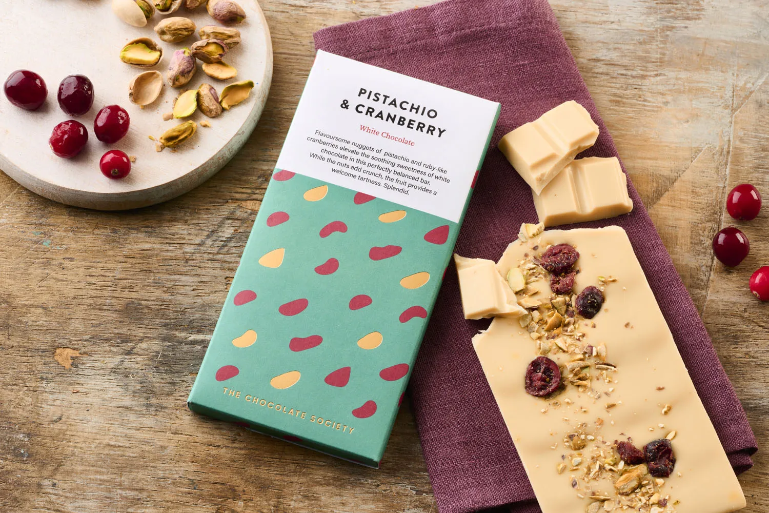 Pistachio & Cranberry White Chocolate Bar