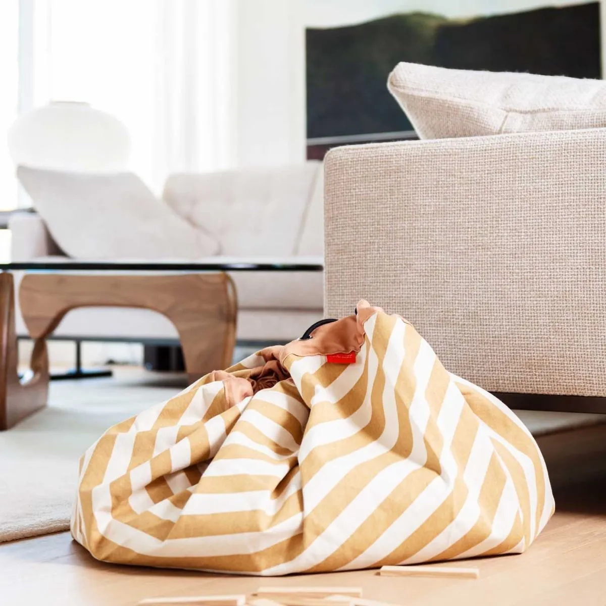 Play & Go Storage Bag Stripes Mustard