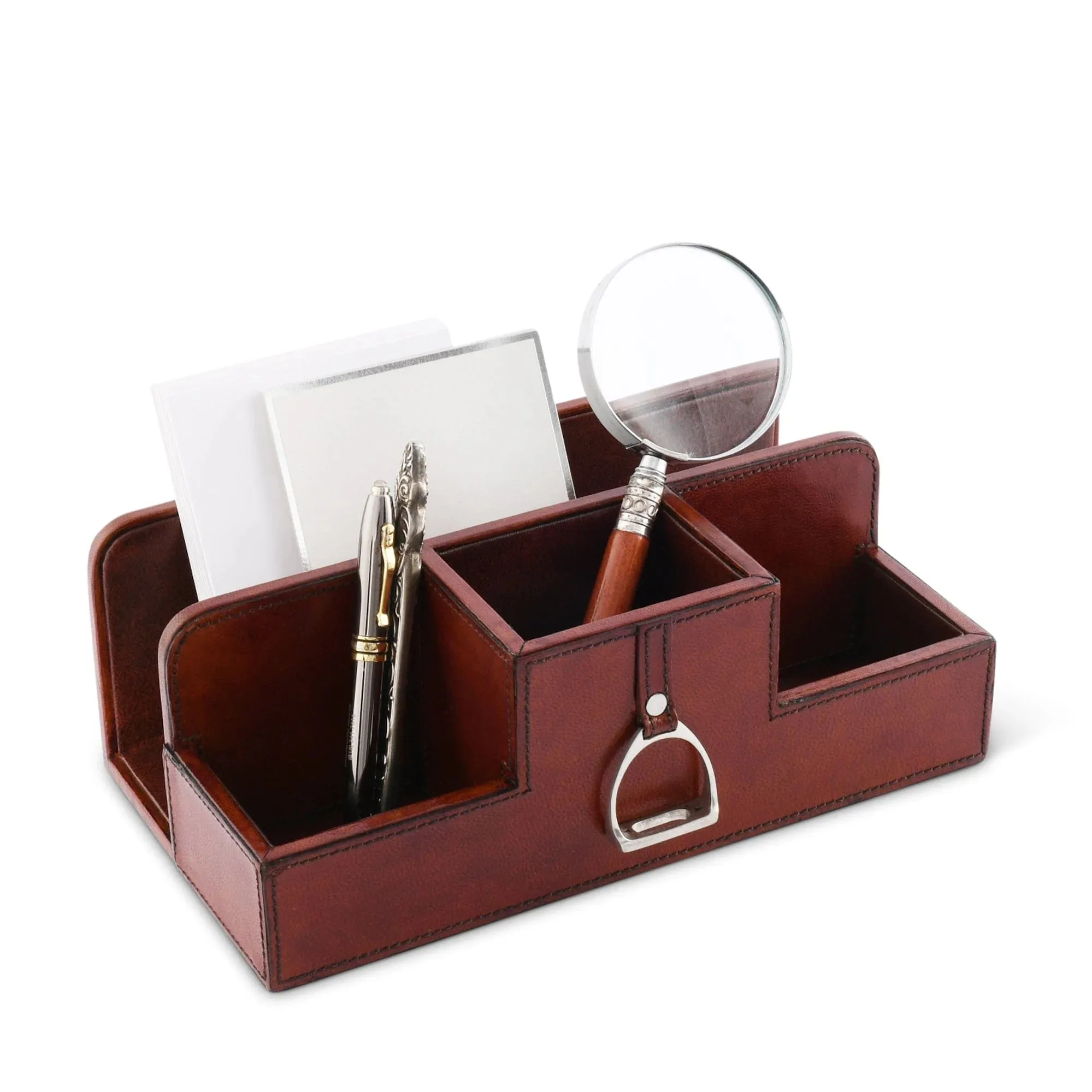 Premium Leather Stirrup Desk Organizer