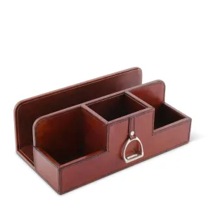 Premium Leather Stirrup Desk Organizer