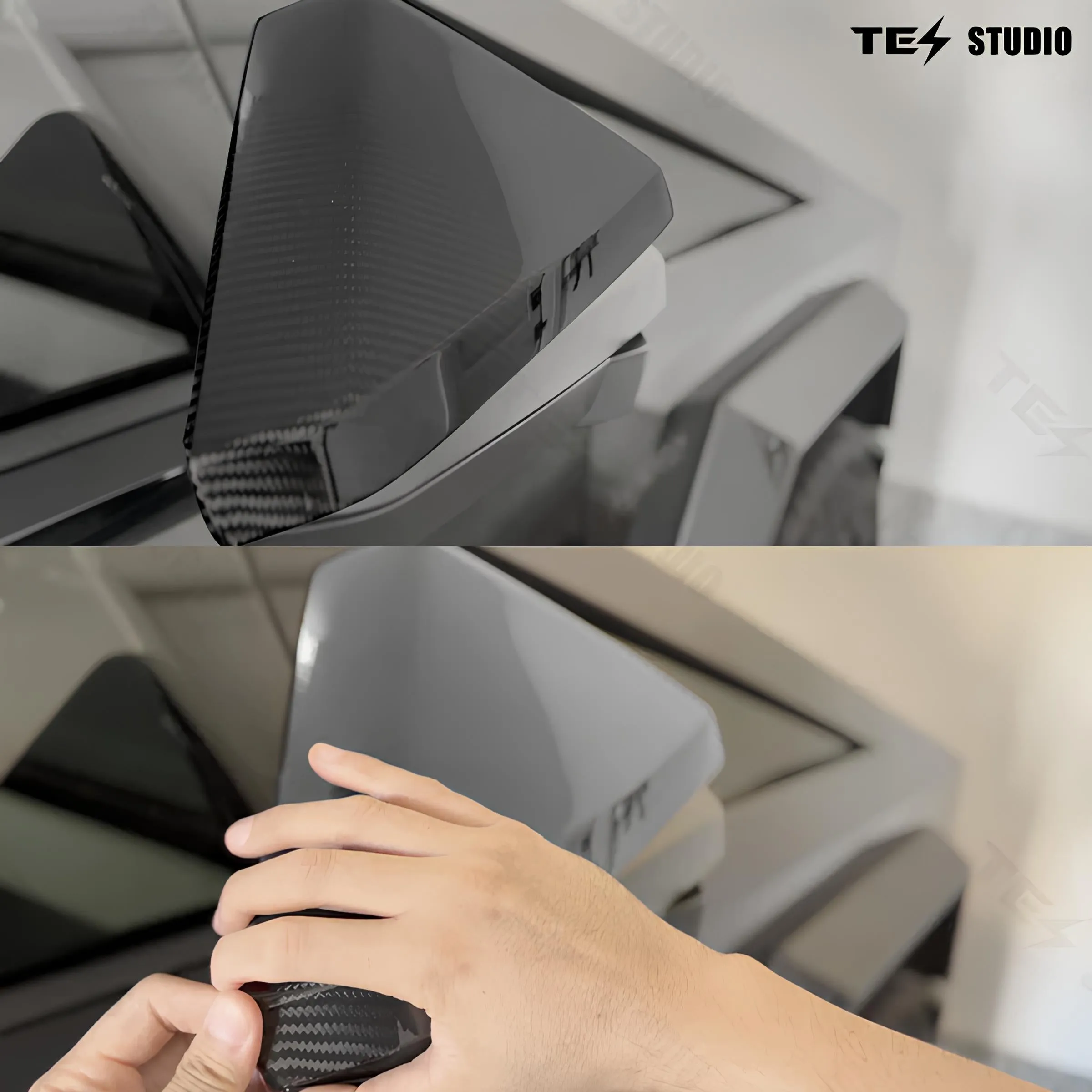 Real Carbon Fiber Side View Mirror Caps for Tesla Cybertruck Exterior Accessories 2PCS | Tesstudio